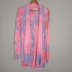 Baja East tie dye Pima Cotton Open Front Cardigan